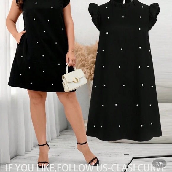 SHEIN Dresses & Skirts - SHEIN Black Mini Dress with White Dots